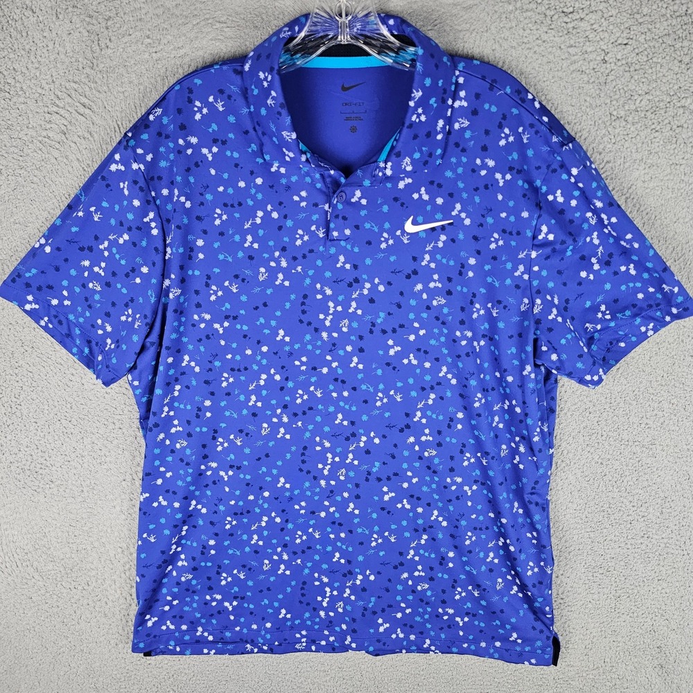 Nike Polo Mens L DX6089-539 Dri-FIT Floral Comfort Stretch Short Sleeve Golf